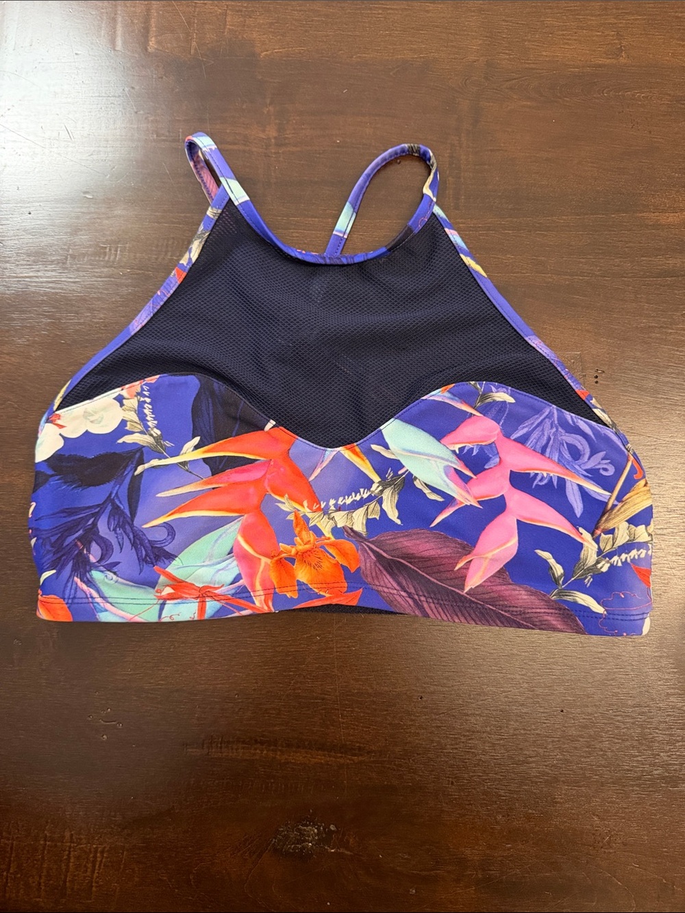 Athleta Purple Floral High-Neck Swim Top